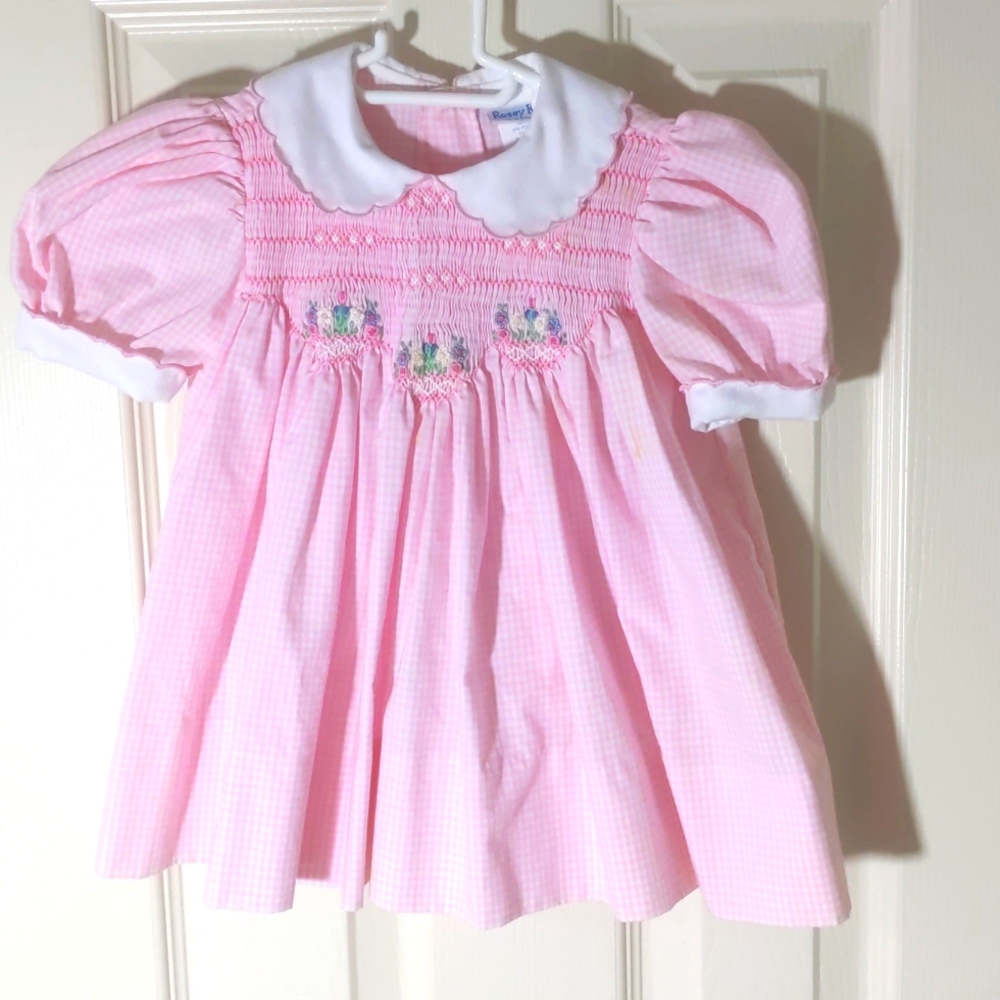 Vintage Pink Smocked Dress 18m